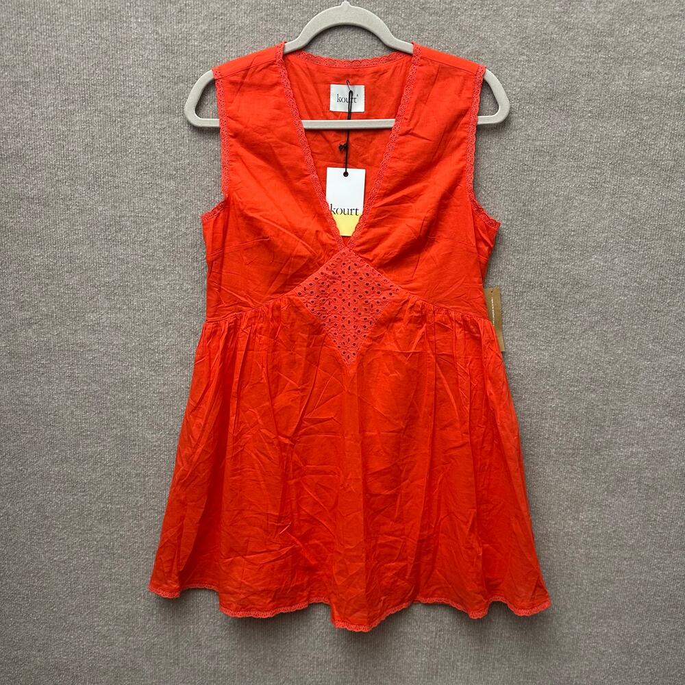 Few Moda Tatiana Cotton Mini Dress Embroidered Eyelet Trim Sleeveless V Neck S